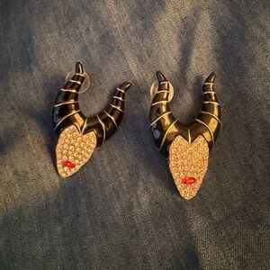 Black and Gold Horned Earrings